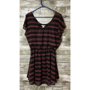 Bar III Womens Red Black Striped Dress Size L